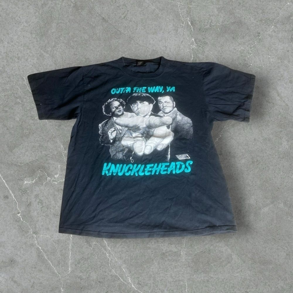 Vintage Three Stooges‎ Shirt Mens XL Black 90s Changes Outta The Way Knucklehead